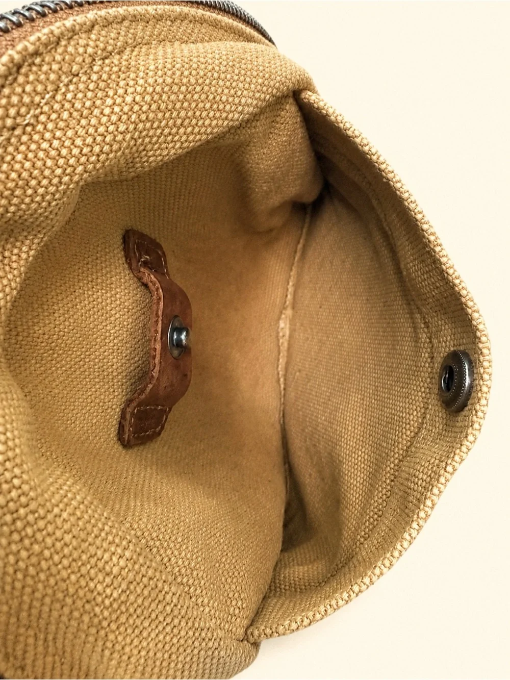 TSD Brand Tapa Canvas Sling Bag Khaki Brown Leather Crossbody